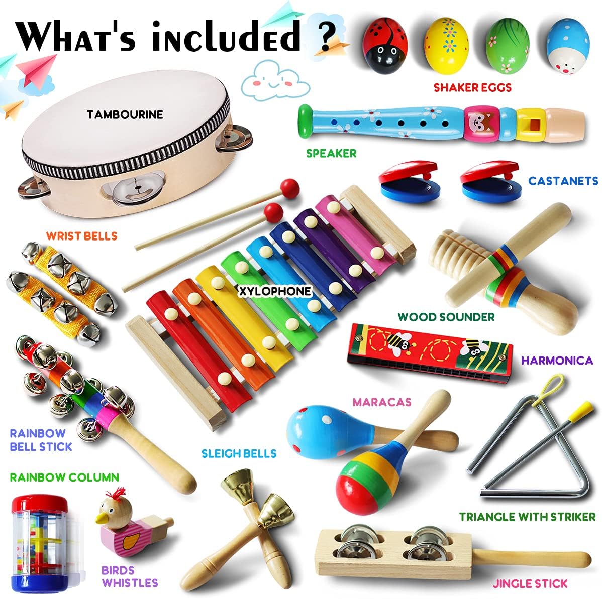 LOOIKOOS Toddler Musical Instruments,Wooden Percussion Instruments Toy for Kids Baby Preschool Educational Musical Toys Set for Boys and Girls with Storage Bag - Image 7